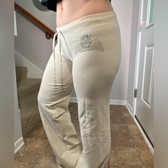 Women’s Y2K Juicy couture Small Tan Used cotton Sweatpants Down Dog Couture - Picture 12 of 13